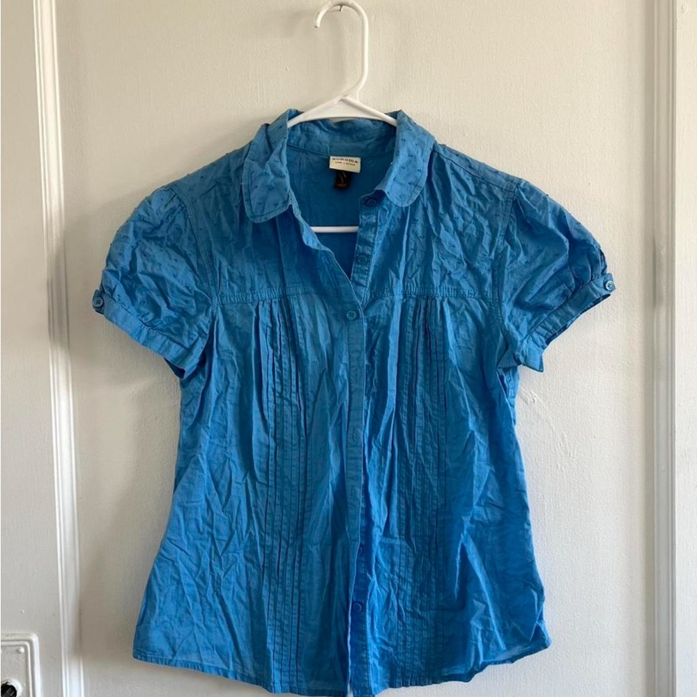 Sonoma Blue Textured Shirt Sleeve Button Up